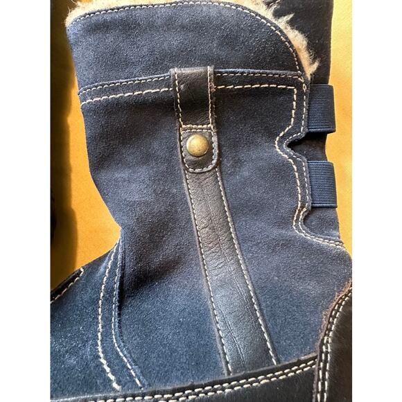 Clarks Andes Fortune Blue suede and faux fur lined boots 6.5M - Picture 3 of 14